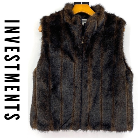 Investments Brown Faux Fur Vest for Women - Picture 2 of 7